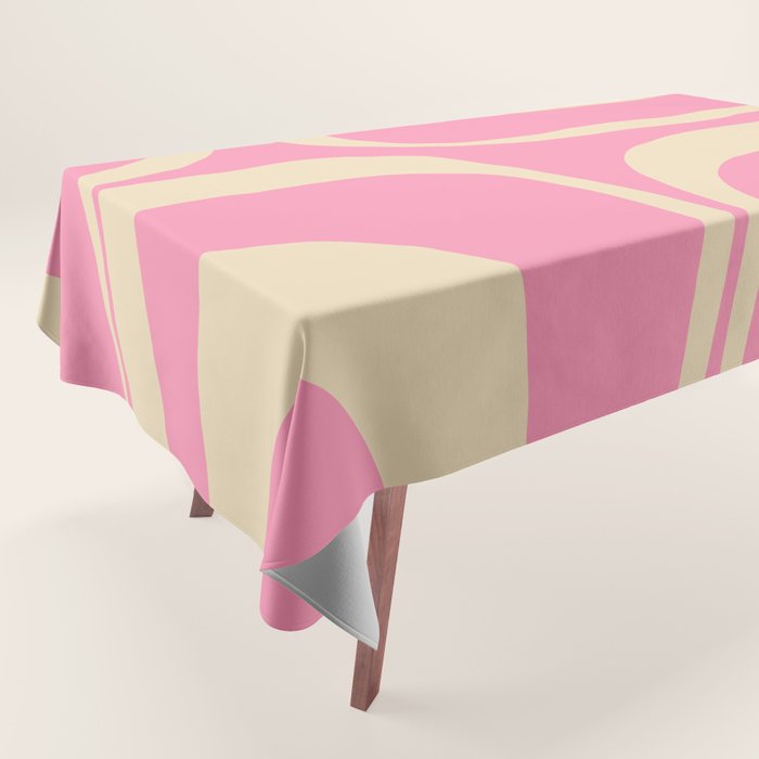 Retro Groove Abstract Pattern in Pink Cream Tablecloth Gallery Image 1