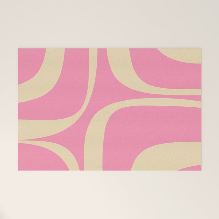 Retro Groove Abstract Pattern in Pink Cream Welcome Mat Gallery Image 1