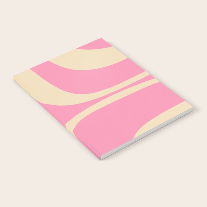 Retro Groove Abstract Pattern in Pink Cream Notebook Gallery Image 2