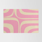Retro Groove Abstract Pattern in Pink Cream Rug Gallery Image 2