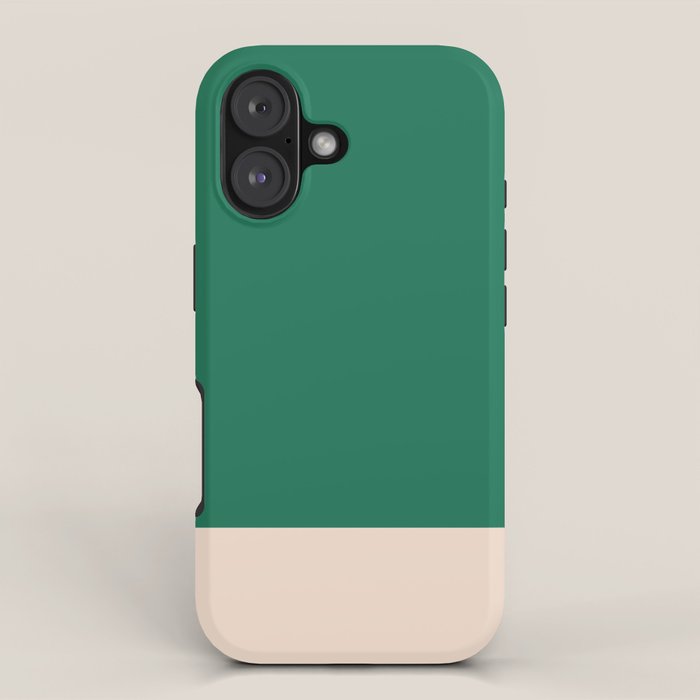 Minimalist Color Block Solid in Forest Green and Cream iPhone Case Gallery Image 1