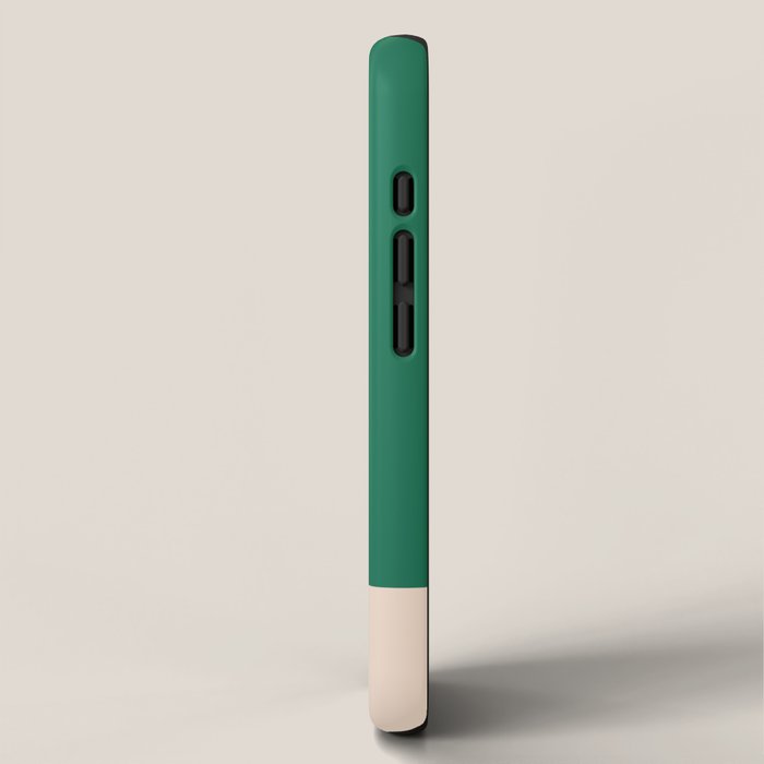 Minimalist Color Block Solid in Forest Green and Cream iPhone Case Gallery Image 2