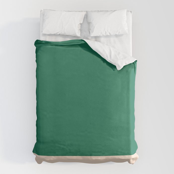 Minimalist Color Block Solid in Forest Green and Cream Duvet Cover Gallery Image 6