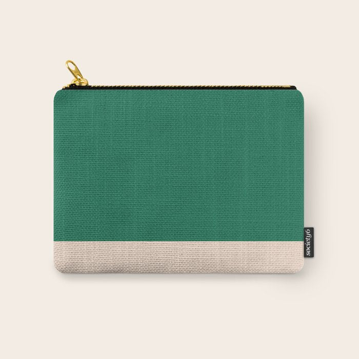 Minimalist Color Block Solid in Forest Green and Cream Carry All Pouch Gallery Image 1