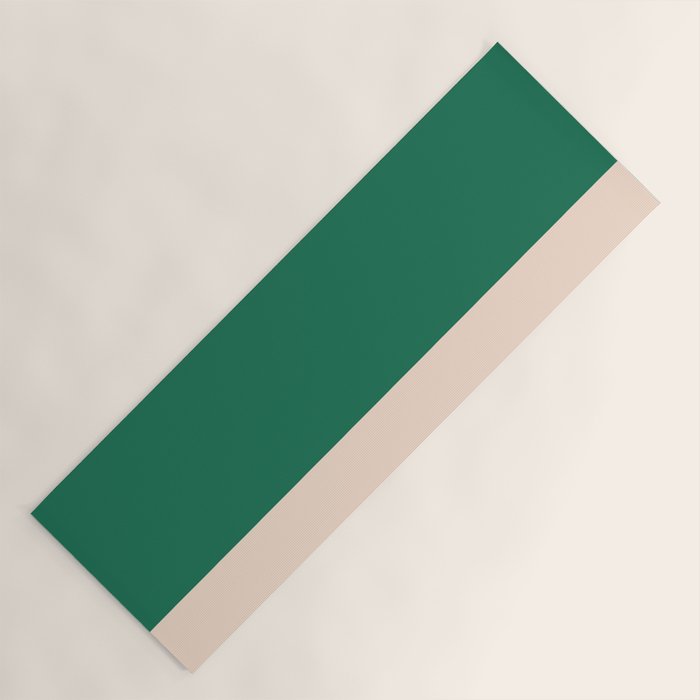 Minimalist Color Block Solid in Forest Green and Cream Yoga Mat Gallery Image 1