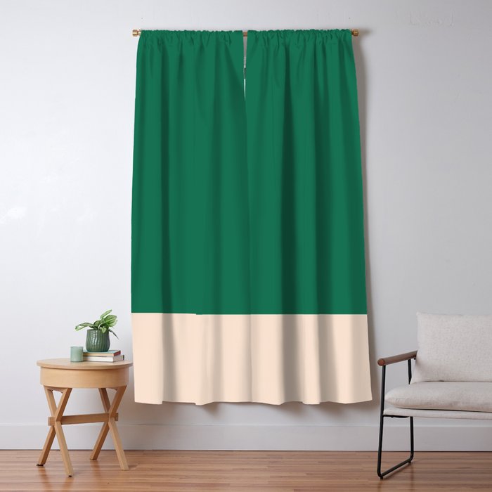Minimalist Color Block Solid in Forest Green and Cream Window Curtain Gallery Image 5