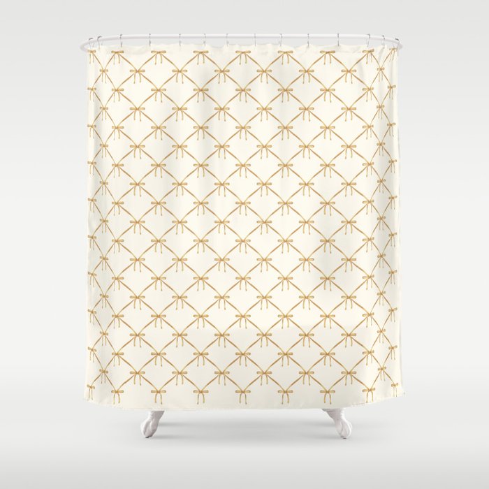 Bows & Ribbons Pattern III Neutral Shower Curtain Gallery Image 1