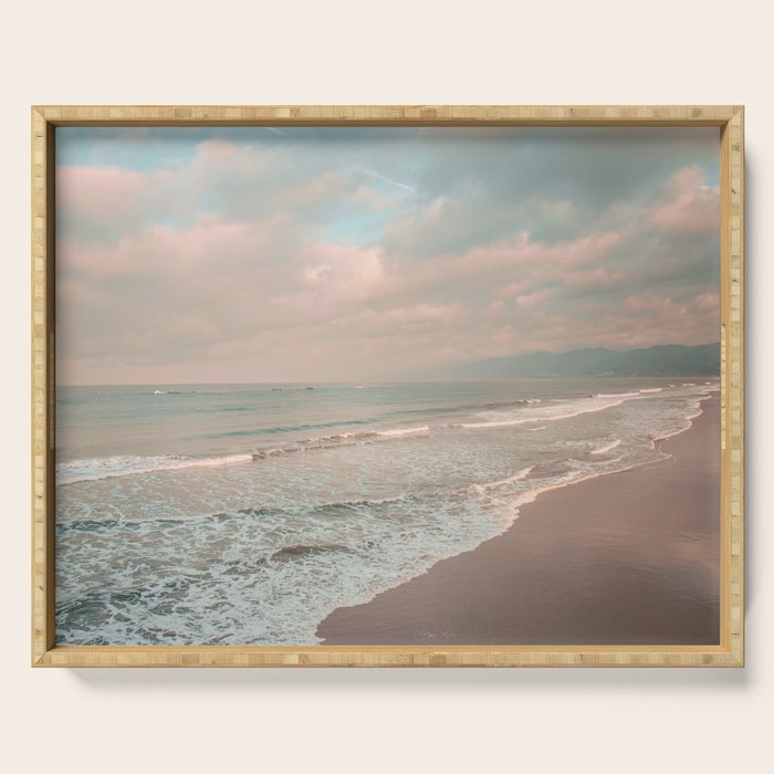 Santa Monica Beach - Coastal Landscape Photography, California Serving Tray Gallery Image 1