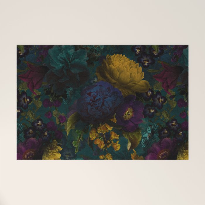 Before Midnight Blue Hour Vintage Flowers Garden Welcome Mat Gallery Image 1