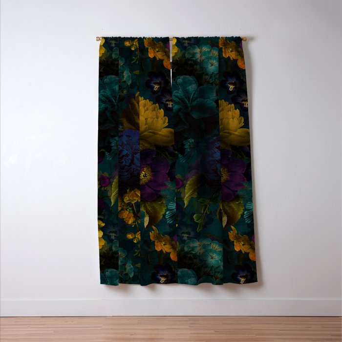 Before Midnight Blue Hour Vintage Flowers Garden Window Curtain Gallery Image 3