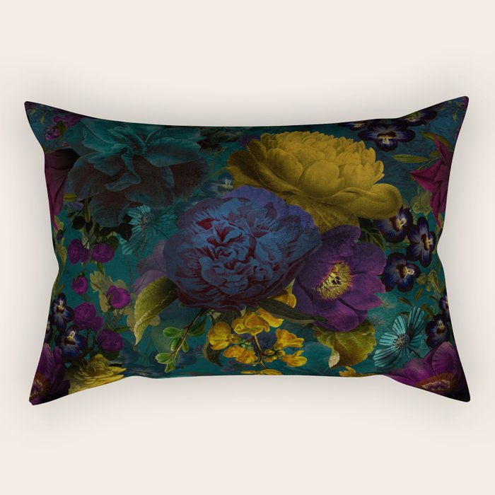 Before Midnight Blue Hour Vintage Flowers Garden Rectangular Pillow Gallery Image 2