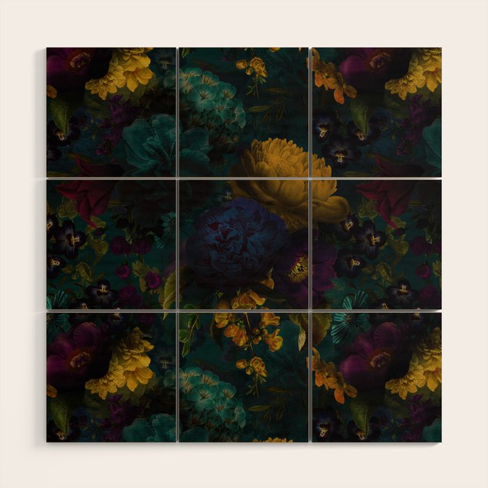 Before Midnight Blue Hour Vintage Flowers Garden Wood Wall Art Gallery Image 1