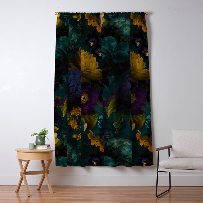 Before Midnight Blue Hour Vintage Flowers Garden Window Curtain Gallery Image 5