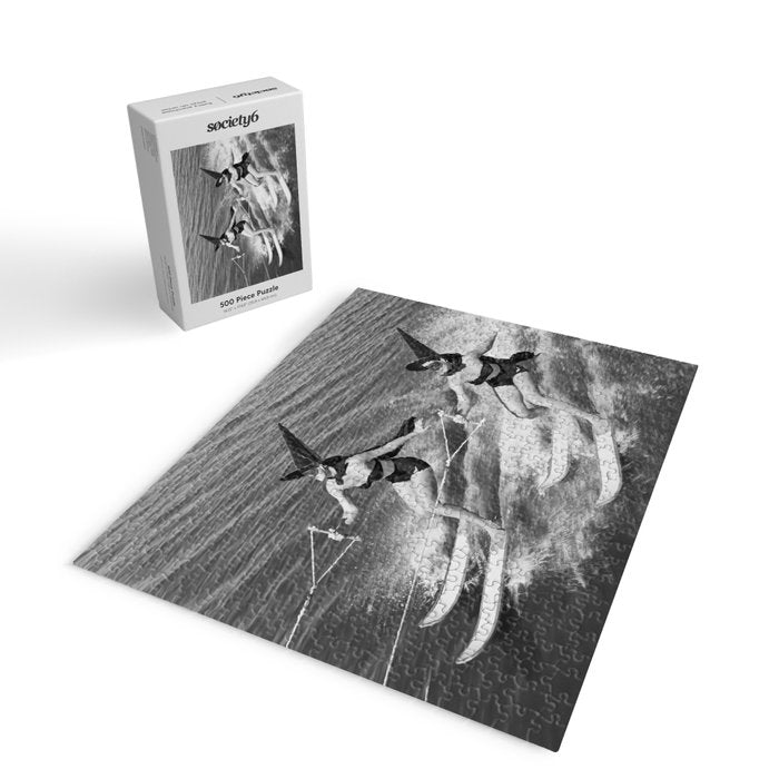 Water witches water skiing hilarious funny humorous black and white vintage photograph Jigsaw Puzzle Gallery Image 2