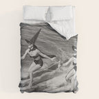 Water witches water skiing hilarious funny humorous black and white vintage photograph Duvet Cover Gallery Image 6