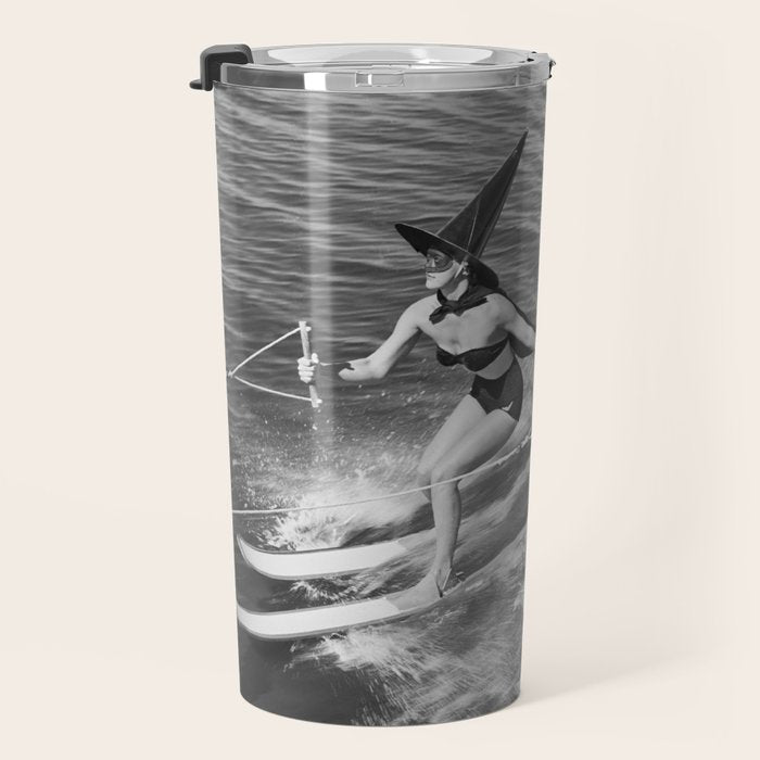 Water witches water skiing hilarious funny humorous black and white vintage photograph Travel Mug Gallery Image 3