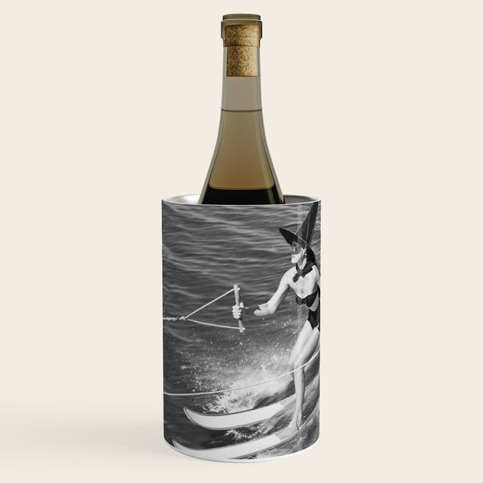 Water witches water skiing hilarious funny humorous black and white vintage photograph Wine Chiller Gallery Image 2