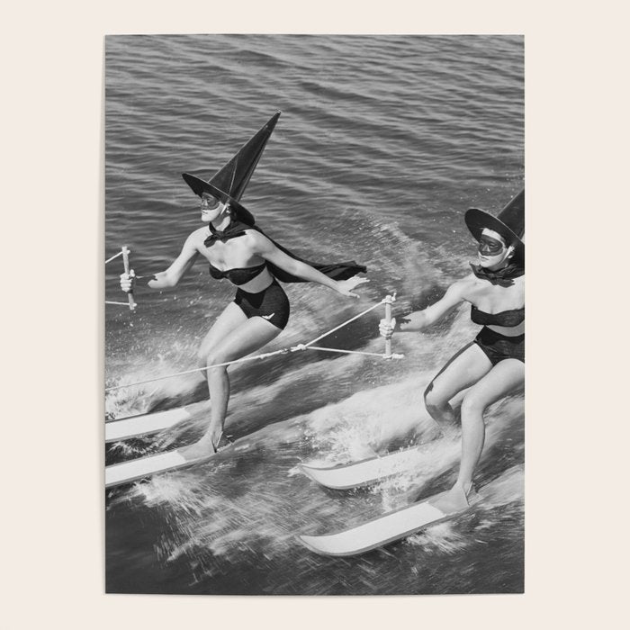 Water witches water skiing hilarious funny humorous black and white vintage photograph Poster Gallery Image 4