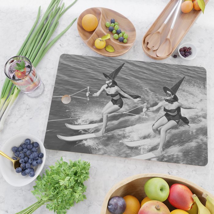 Water witches water skiing hilarious funny humorous black and white vintage photograph Cutting Board Gallery Image 2