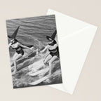 Water witches water skiing hilarious funny humorous black and white vintage photograph Stationery Card Gallery Image 2