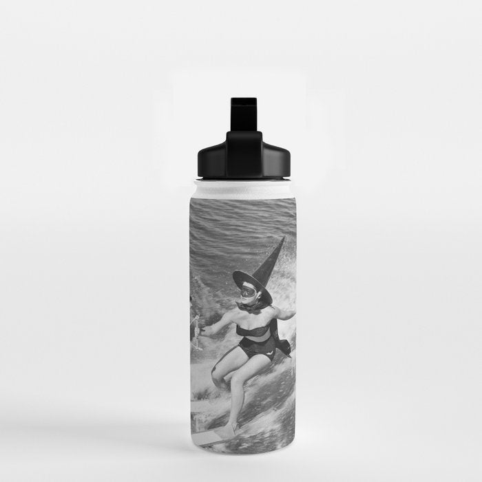 Water witches water skiing hilarious funny humorous black and white vintage photograph Water Bottle Gallery Image 2