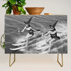 Water witches water skiing hilarious funny humorous black and white vintage photograph Credenza Gallery Image 1