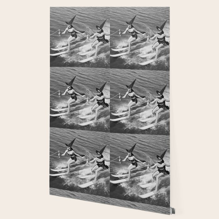 Water witches water skiing hilarious funny humorous black and white vintage photograph Wallpaper Gallery Image 2
