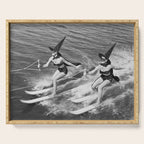 Water witches water skiing hilarious funny humorous black and white vintage photograph Serving Tray Gallery Image 1