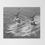 Water witches water skiing hilarious funny humorous black and white vintage photograph Throw Blanket Gallery Image 2