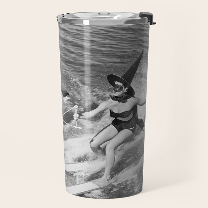 Water witches water skiing hilarious funny humorous black and white vintage photograph Travel Mug Gallery Image 2