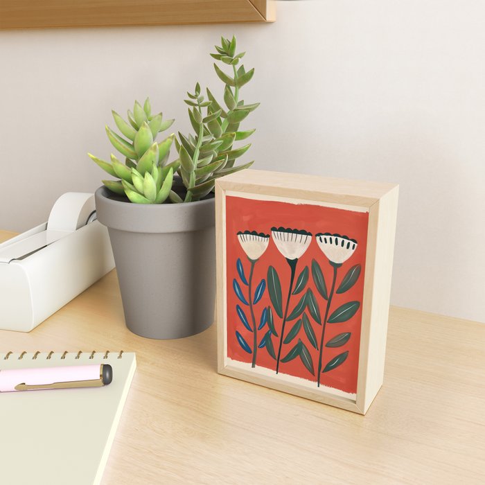 Terracotta Folk Blooms Mini Art Print Gallery Image 2
