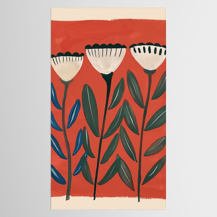 Terracotta Folk Blooms Tablecloth Gallery Image 2