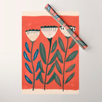 Terracotta Folk Blooms Wrapping Paper Gallery Image 1
