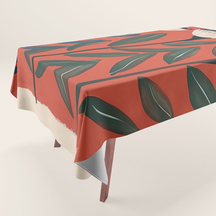 Terracotta Folk Blooms Tablecloth Gallery Image 1