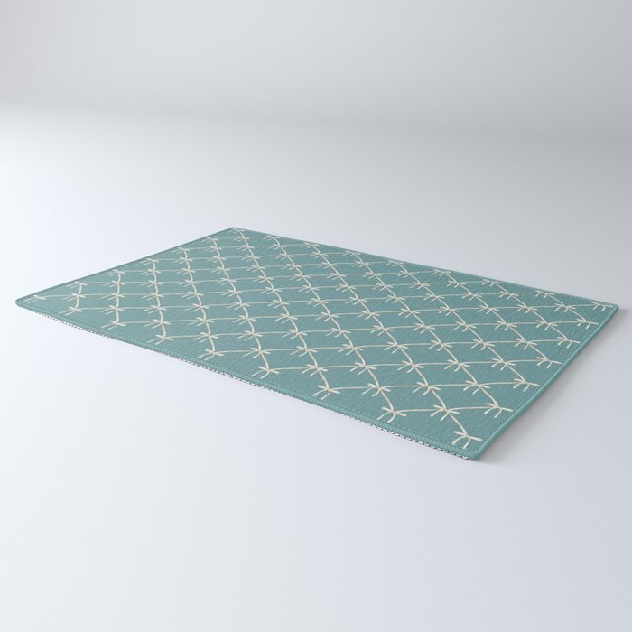 Bows & Ribbons Pattern LIV Teal Green Rug Gallery Image 3