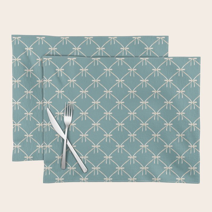 Bows & Ribbons Pattern LIV Teal Green Placemat Gallery Image 1