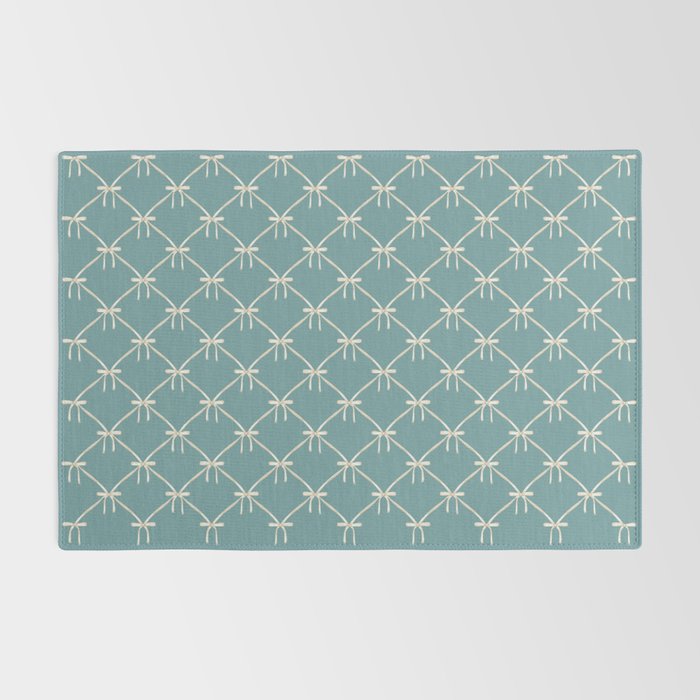 Bows & Ribbons Pattern LIV Teal Green Rug Gallery Image 2