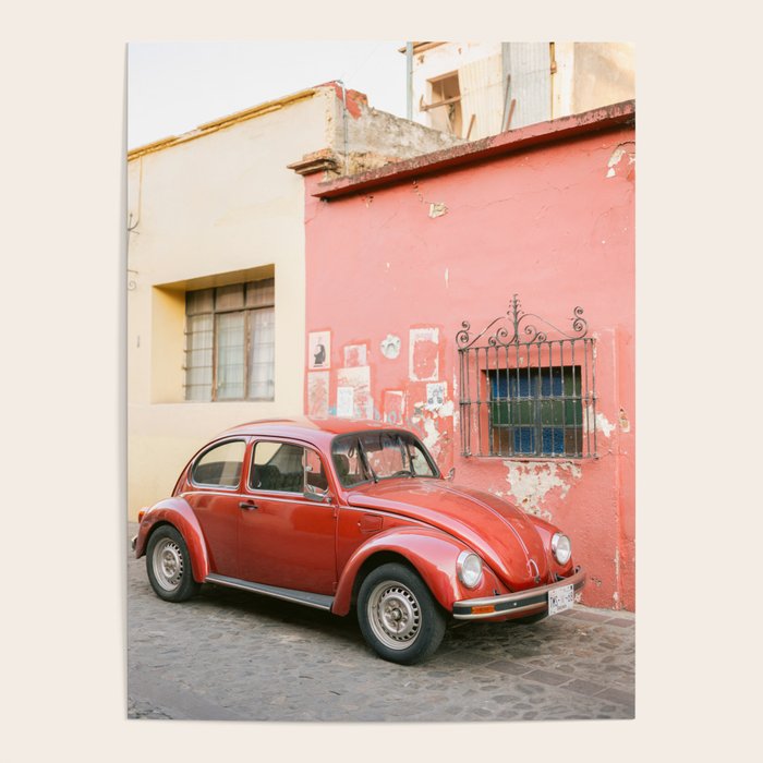 The Red Retro Car of Oaxaca Poster Gallery Image 1