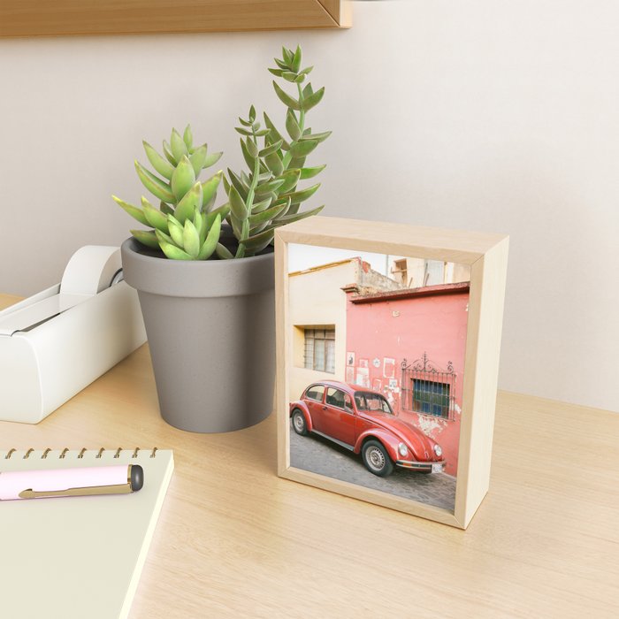 The Red Retro Car of Oaxaca Mini Art Print Gallery Image 2