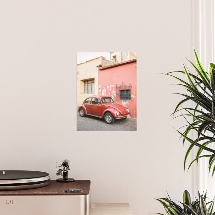 The Red Retro Car of Oaxaca Poster Gallery Image 2