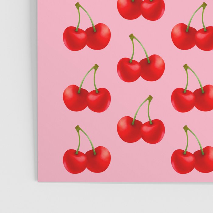 Y2K Cherries - Pink Pattern Large Poster Gallery Image 3
