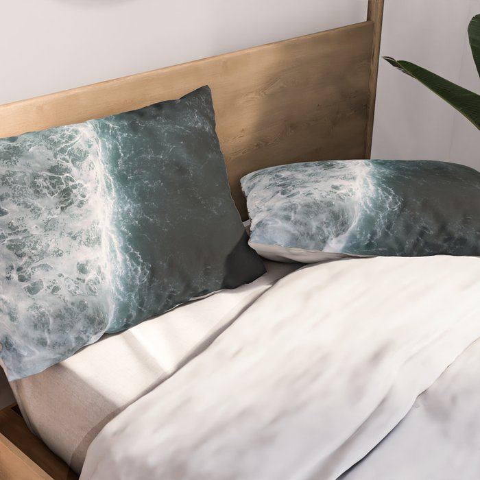 Oceanscape - White and Blue Pillow Sham Gallery Image 2