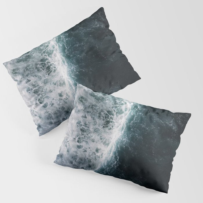 Oceanscape - White and Blue Pillow Sham Gallery Image 3