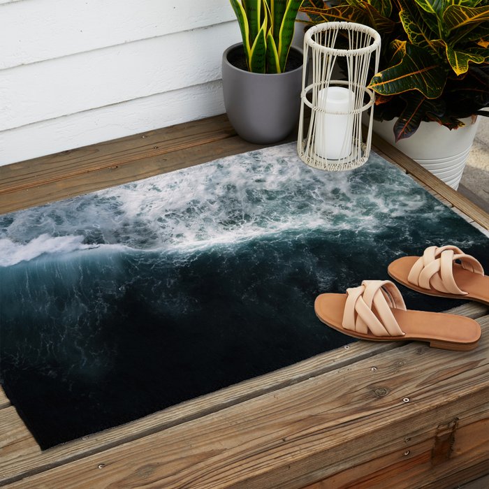 Oceanscape - White and Blue Outdoor Rug Gallery Image 2