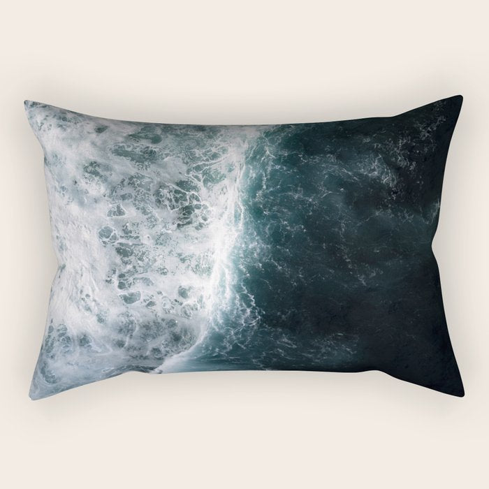Oceanscape - White and Blue Rectangular Pillow Gallery Image 2