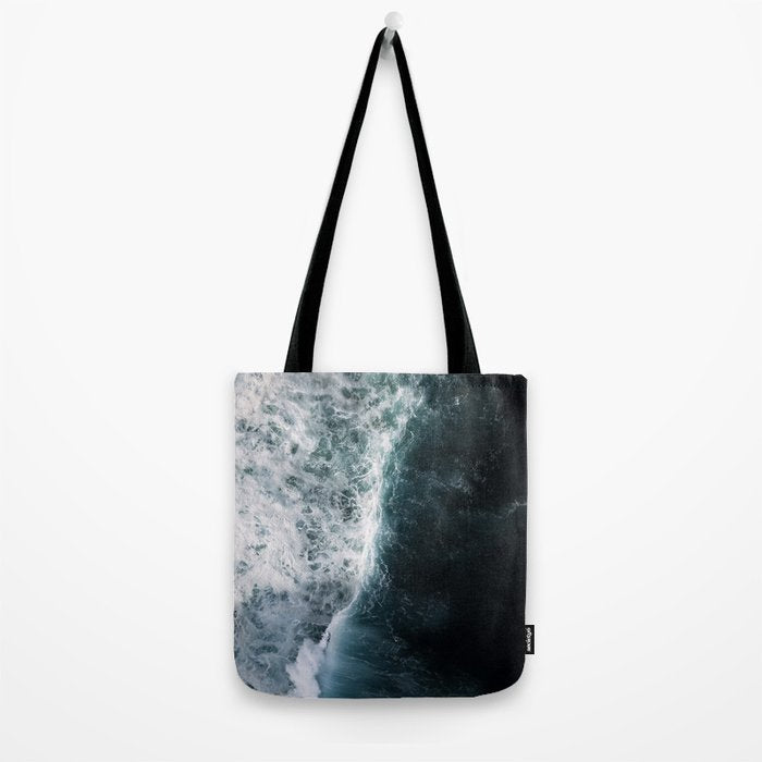 Oceanscape - White and Blue Tote Bag Gallery Image 2