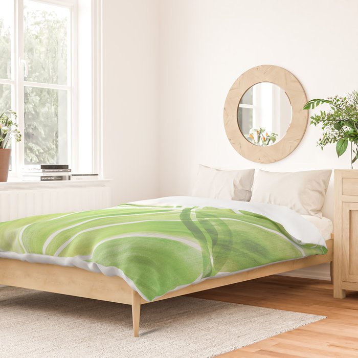 Fresh Lime Citrus Abstract Watercolor Duvet Cover Gallery Image 2