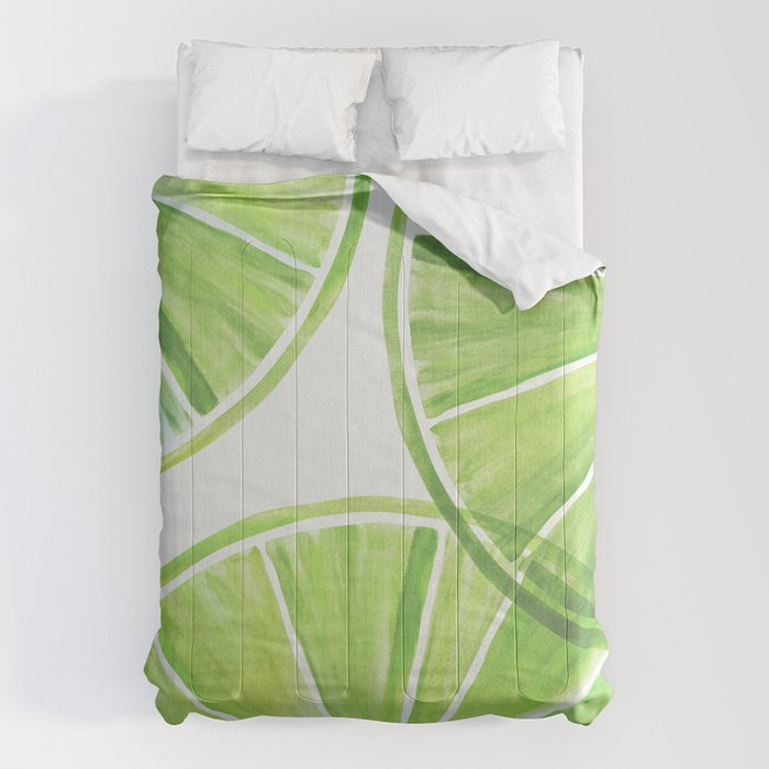 Fresh Lime Citrus Abstract Watercolor Comforter Gallery Image 6