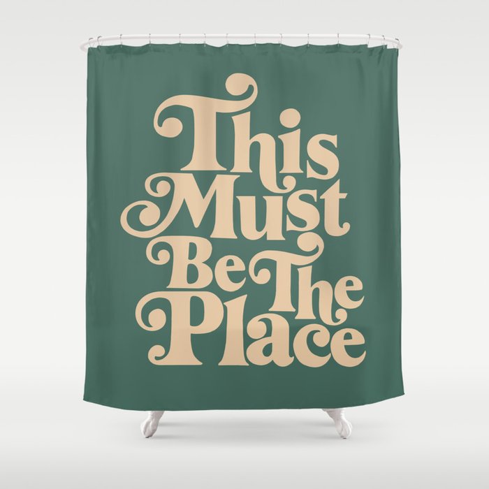This Must Be The Place - Green & Beige Shower Curtain Gallery Image 1