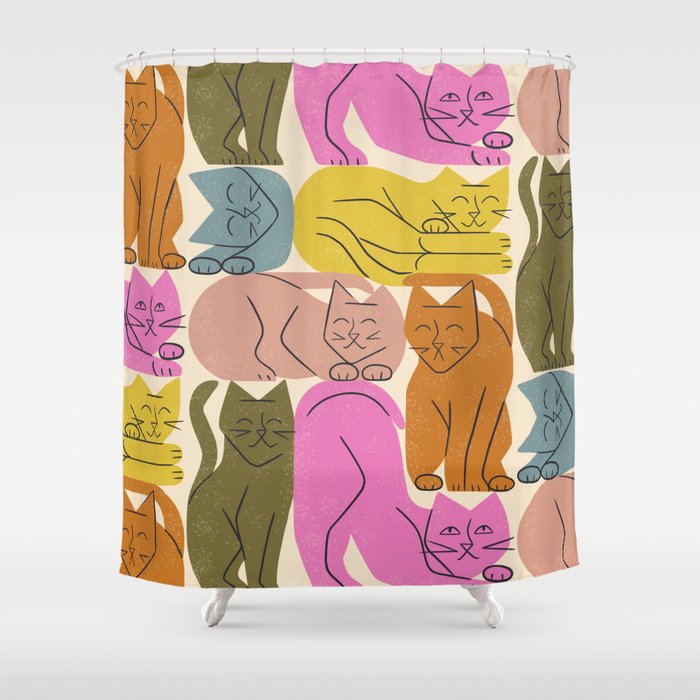 Stack of Cats No. 1 Shower Curtain Gallery Image 1